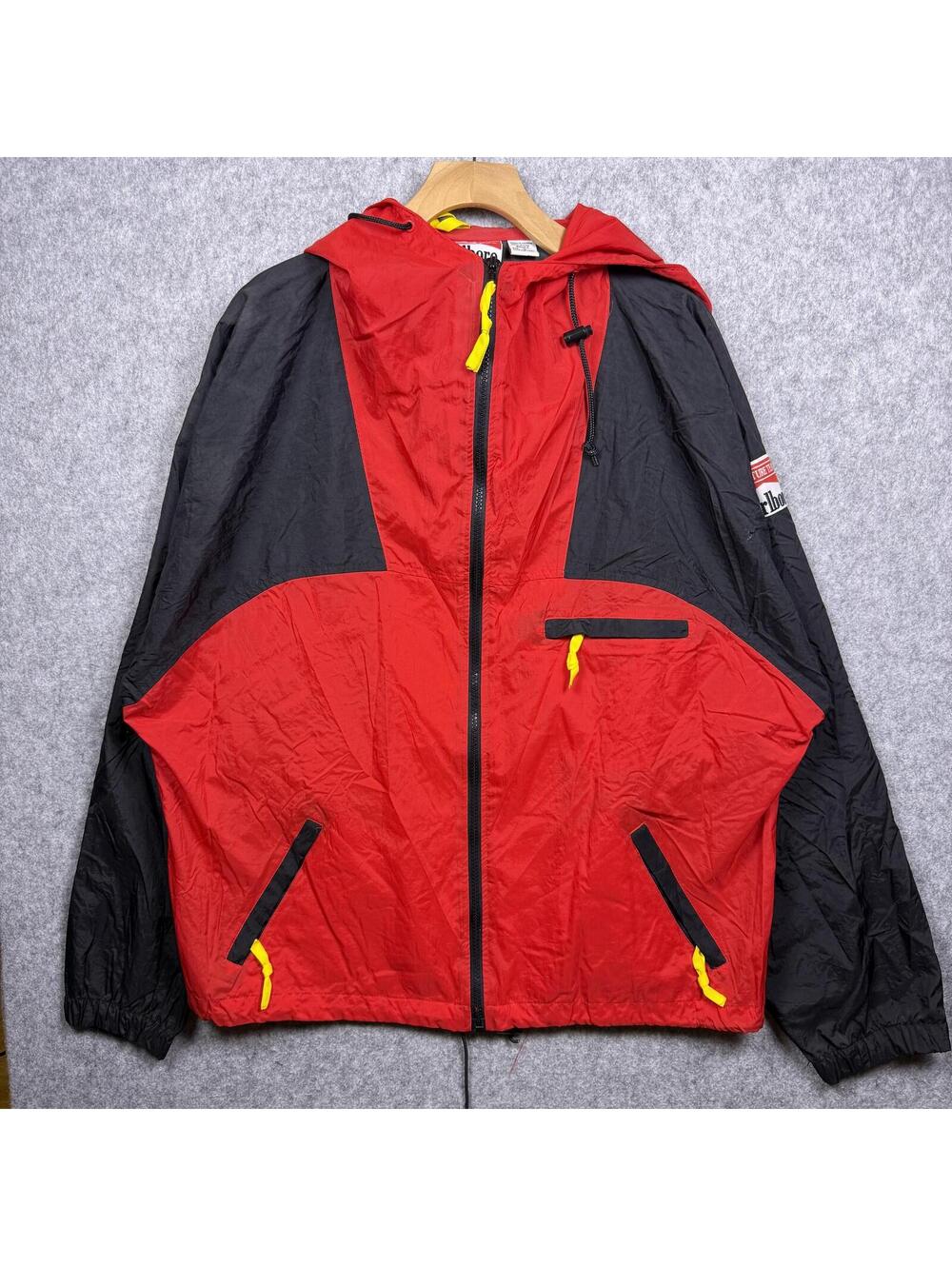 Vintage 90s Marlboro Windbreaker Lightweight Jacket Red Black L